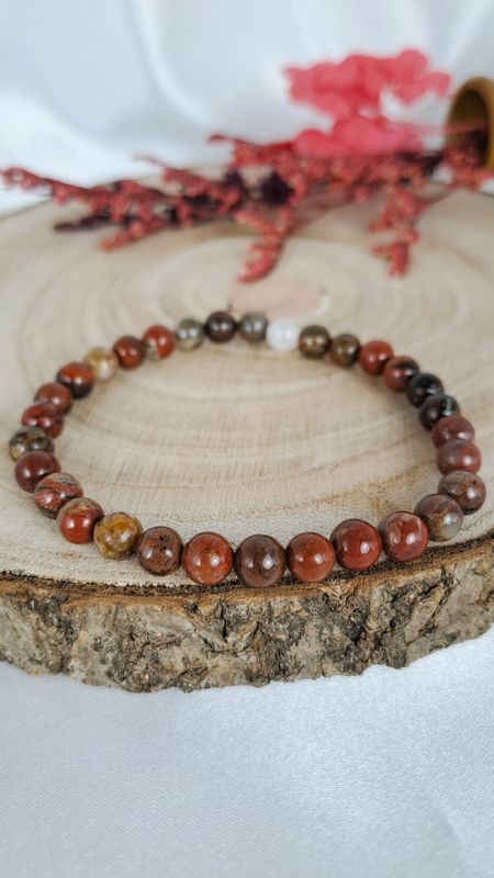 Bracelet Jaspe Rouge 6mm- Protection et équilibre
