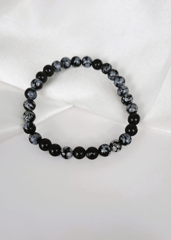 Bracelet Obsidienne Neige 6mm - Sérénité d'esprit