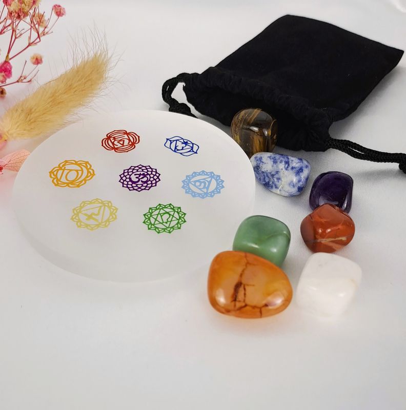 Pochon de pierres naturelles " Harmonie des 7 chakras"