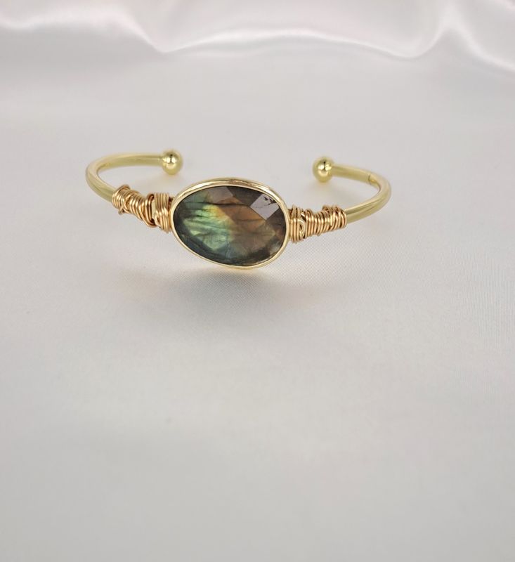 Bracelet Manchette Labradorite - Stabilité et intuition