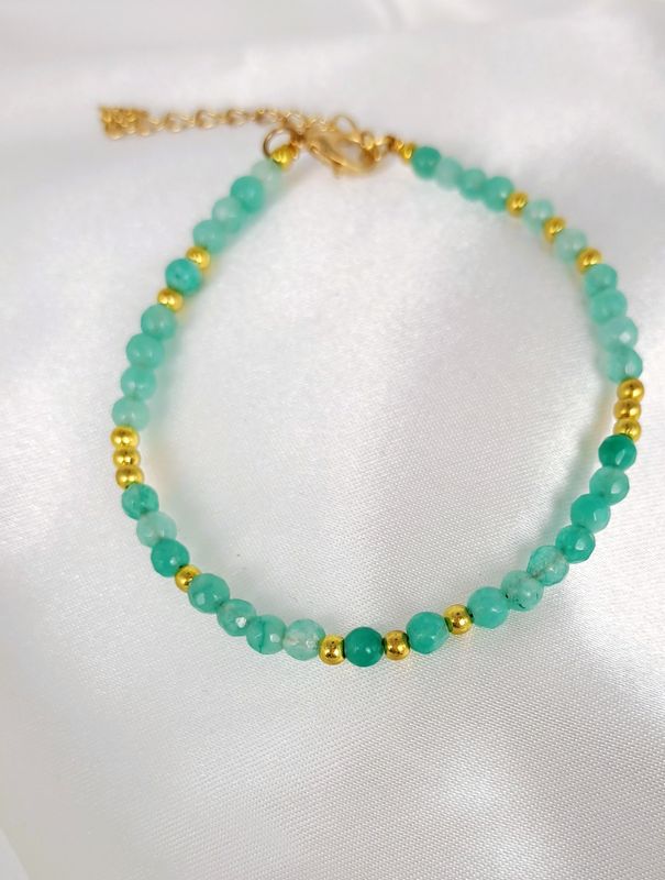 Bracelet Chrysoprase verte facetté - Réconfort, surmonter le stress