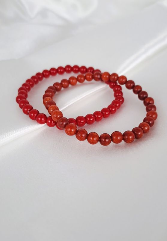 Bracelet Corail Rouge 6mm - Sagesse, imagination