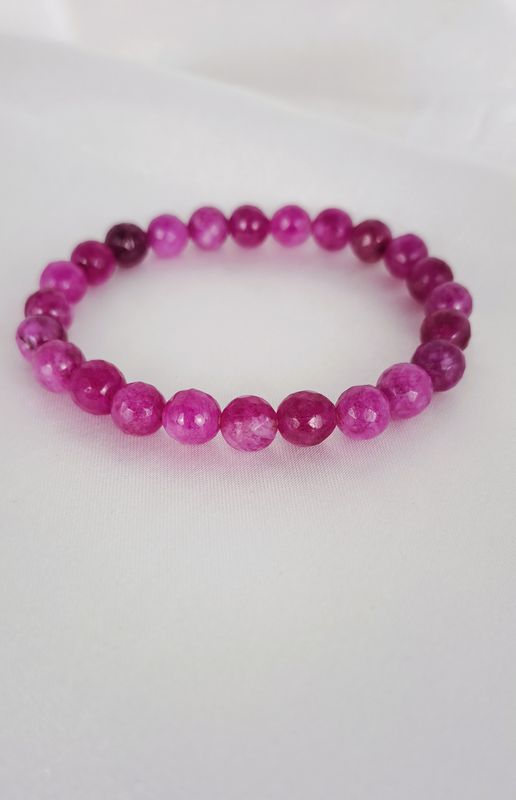Bracelet Tourmaline Rose Rubellite facetté 8mm - Inspiration, connexion