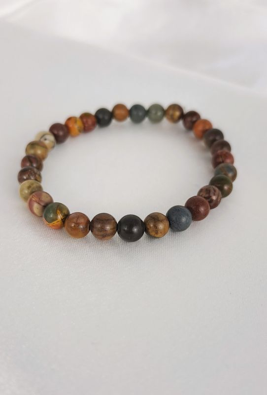 Bracelet Jaspe Picasso 6mm - Sérénité, apaisement