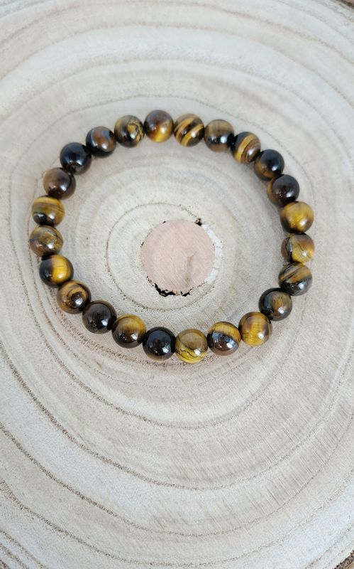 Bracelet Œil de tigre marron 8mm - Calme, protection