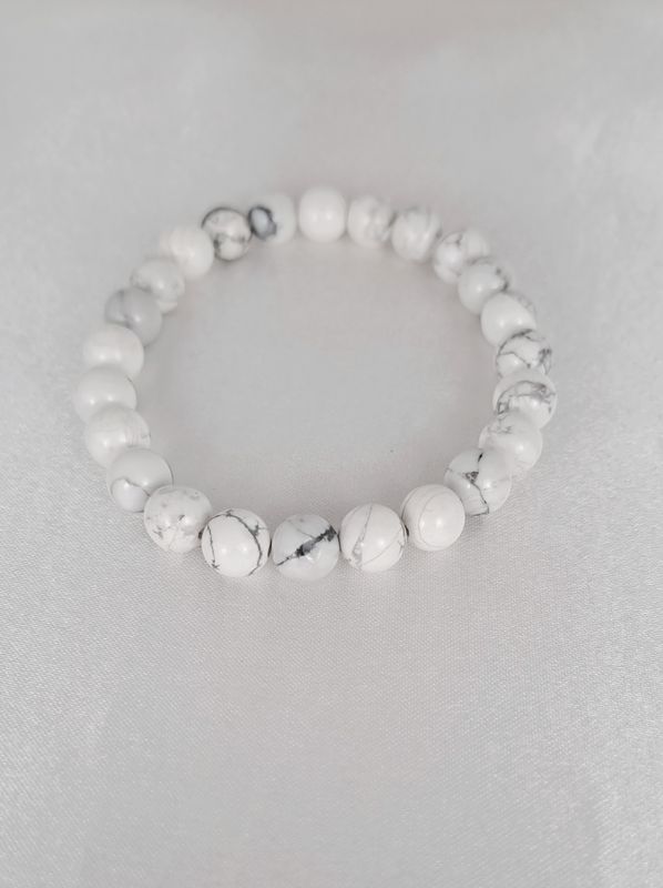 Bracelet Magnésite 6mm - Concentration, méditation, amour