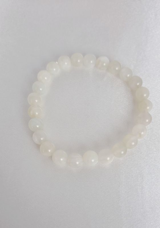 Bracelet Pierre de Lune blanche 8mm - Sagesse, intuition, fertilité