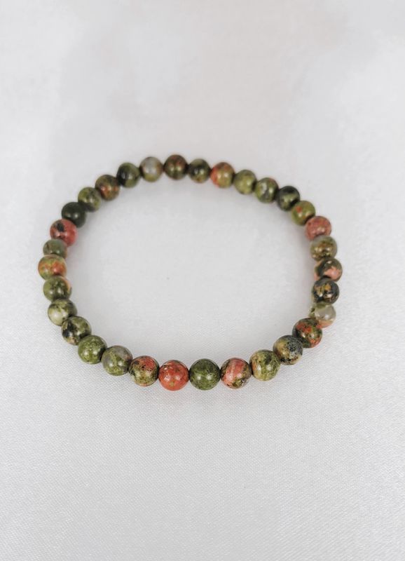 Bracelet Unakite 6mm - Bénéfique aux émotions, surmonter les blocages