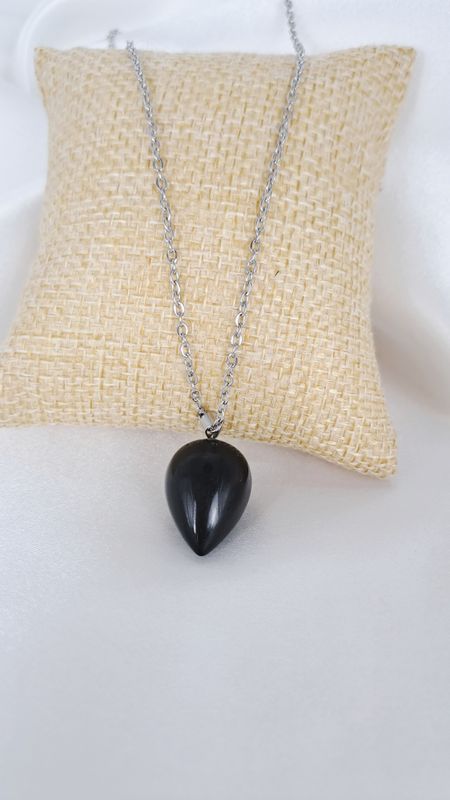 Pendentif Obsidienne "Forme goutte"- Protection, spiritualité