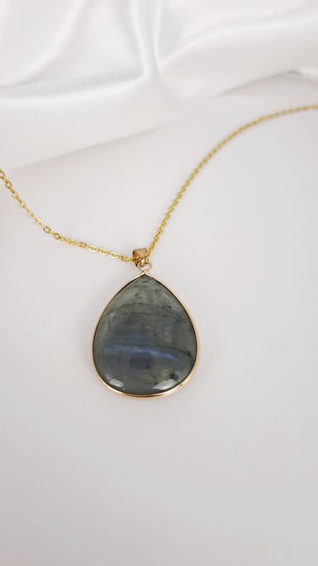 Pendentif Labradorite "Forme goutte" - Intuition, Protection