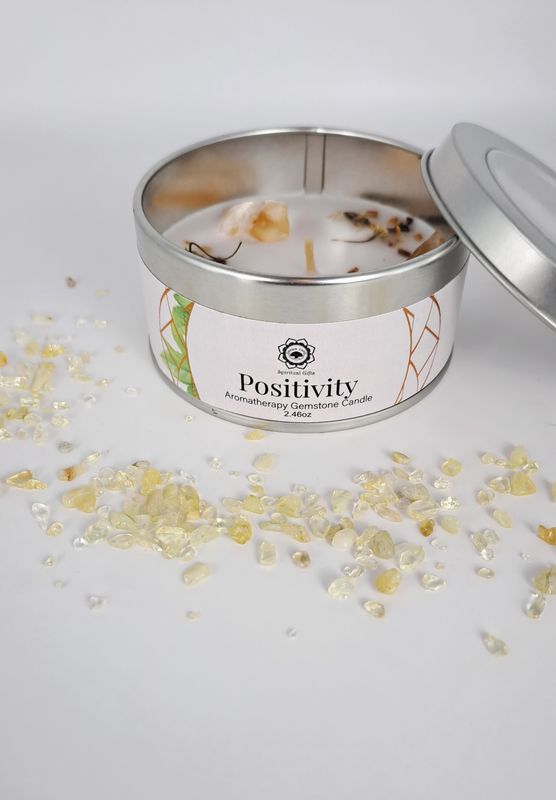 Bougie "Positivité" Citrine et Thé vert