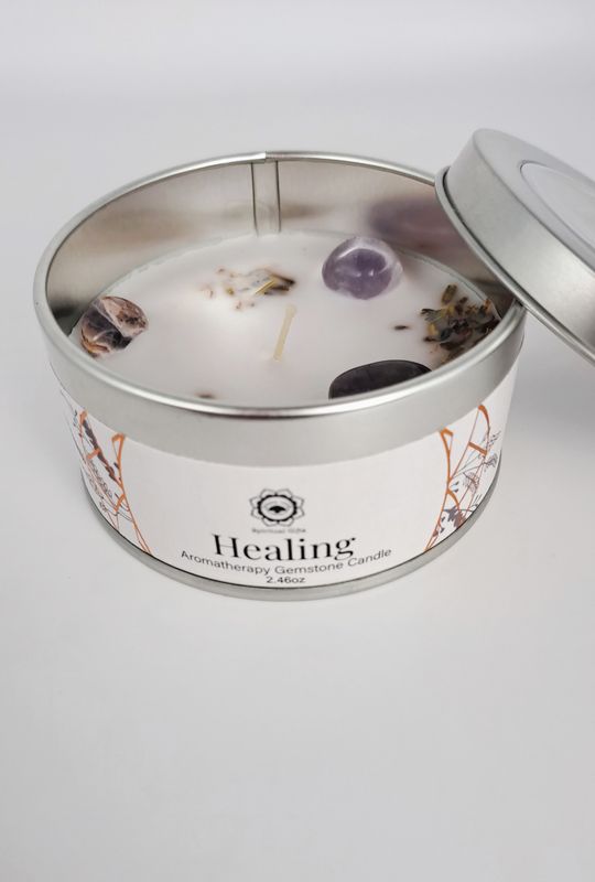 Bougie "Guérison" Améthyste et Lavande