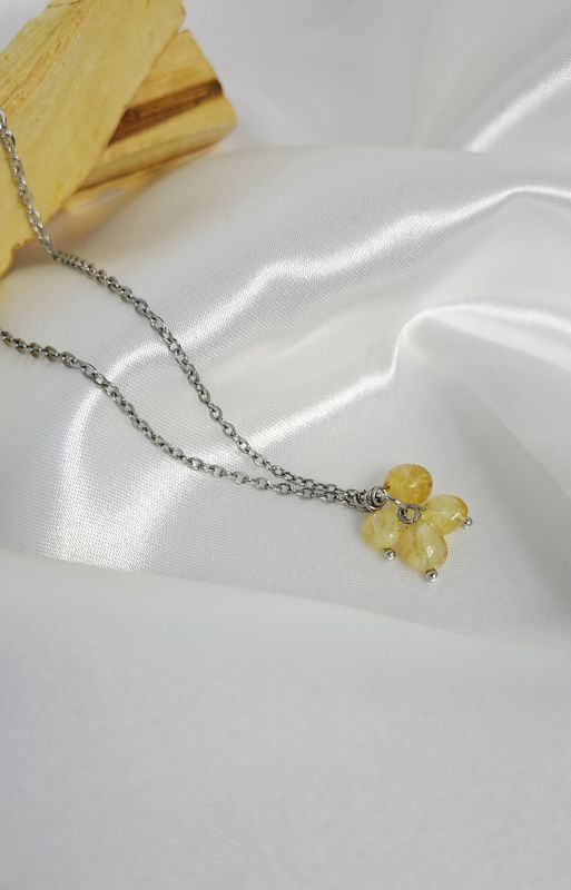 Collier et pendentif en Citrine - Acier inoxydable