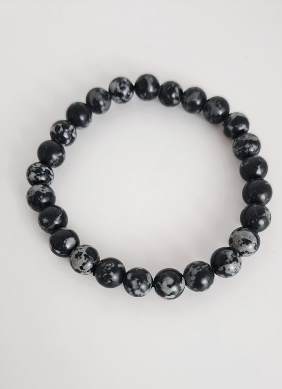 Bracelet Obsidienne Neige 8mm - Sérénité de l'esprit, encourage la pureté