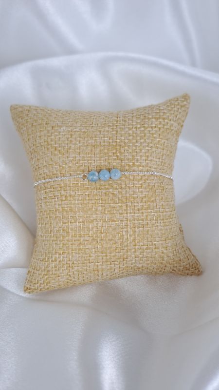 Bracelet Aigue-marine et argent sterling - Apaisement