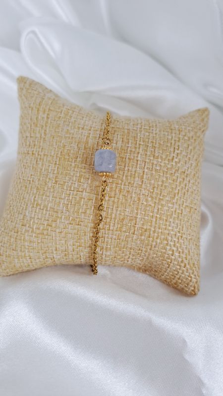 Bracelet en Calcite Bleue et Acier inoxydable doré - Stabilité intérieur
