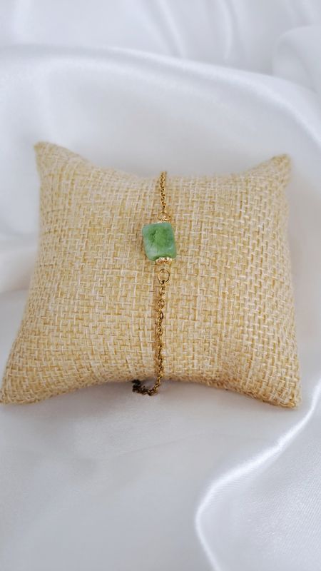 Bracelet en Jade et Acier inoxydable doré - Apaisement, équilibre