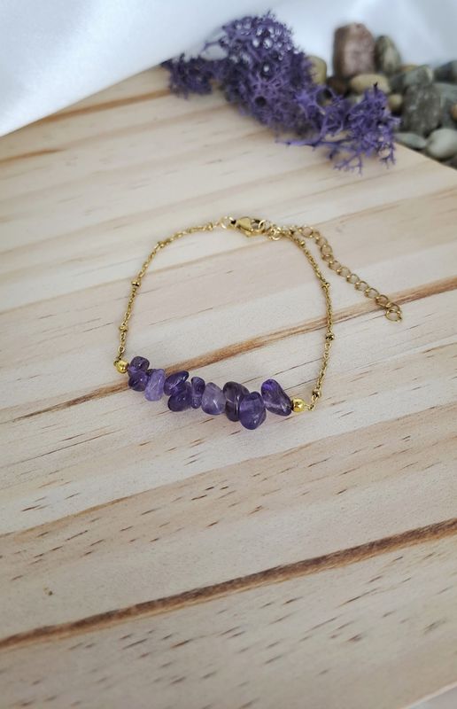 Bracelet Améthyste - Acier inoxydable - Protection générale