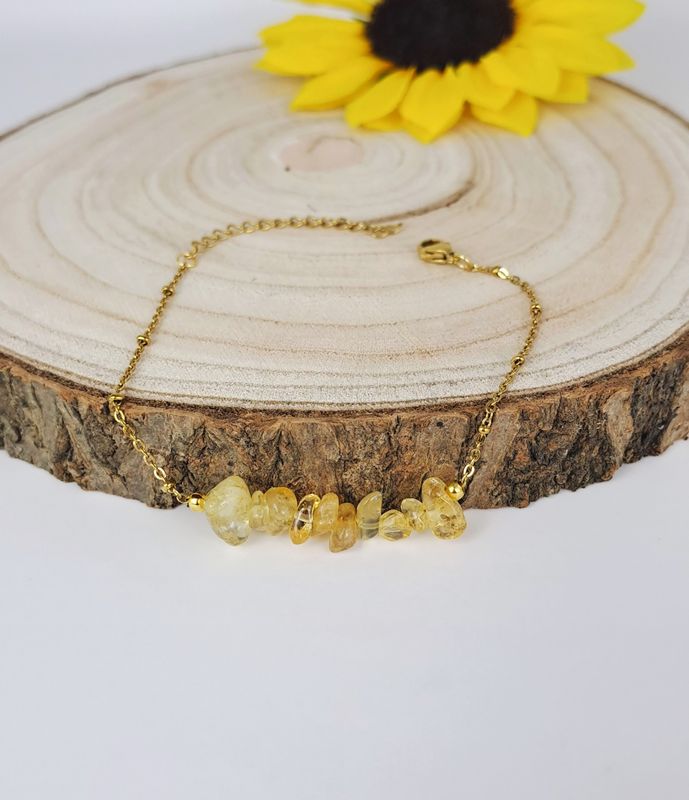 Bracelet Citrine - Acier inoxydable - Prospérité