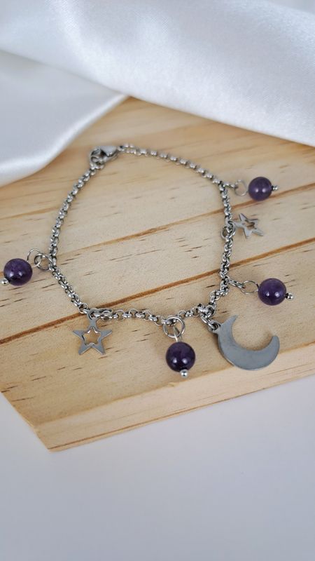 Bracelet Améthyste Acier inoxydable - Protection générale