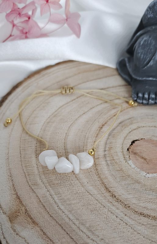 Bracelet cordon Pierre de lune "Forme irrégulière" - Sagesse et intuition