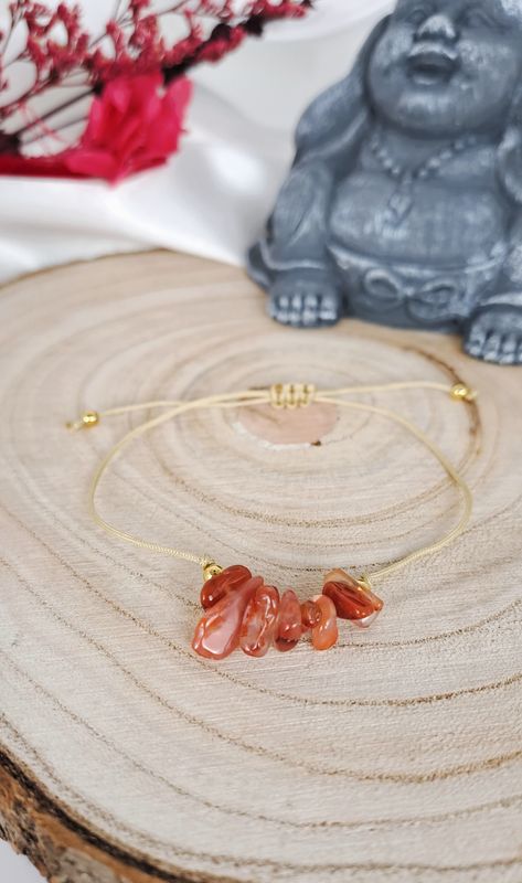 Bracelet cordon Cornaline "Forme irrégulière" - Vitalité et estime de soi