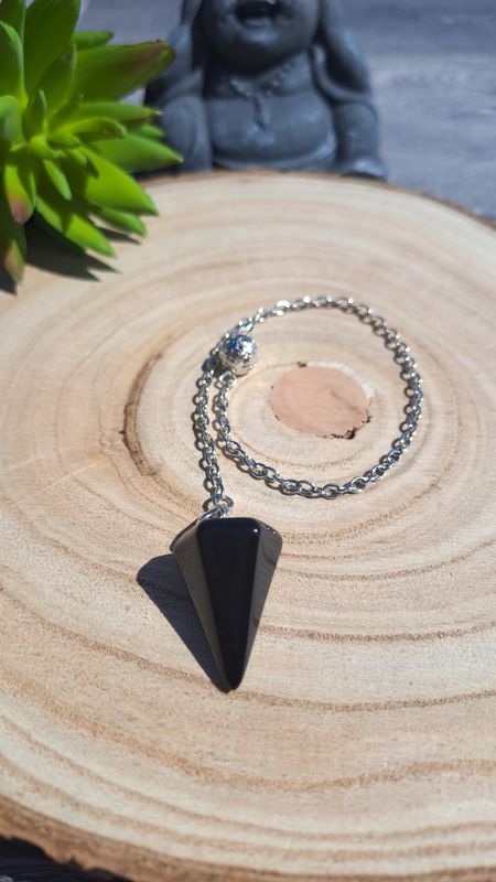 Pendule en Obsidienne noire facetté - Ancrage et protection