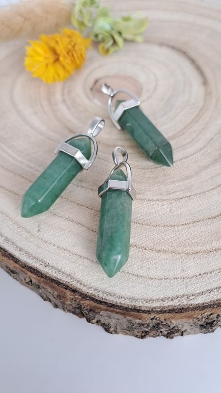 Pendentif Aventurine verte "Forme Prisme"