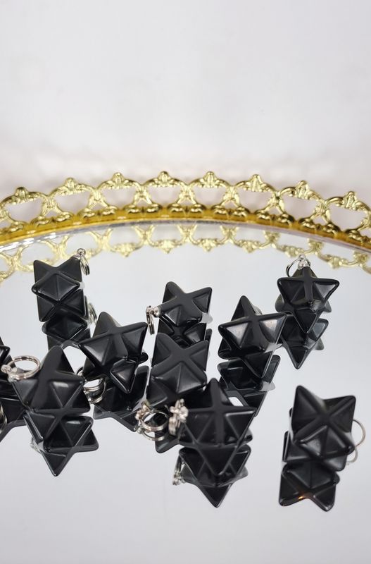 Pendentif Merkaba en Obsidienne noire - Protection et éveil spirituel