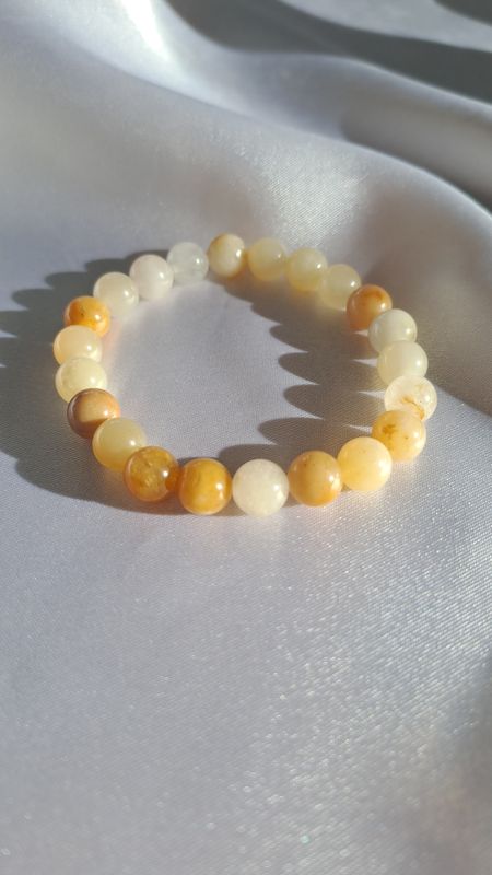 Bracelet Jade Topaze jaune 8mm - Énergie, joie et stabilité