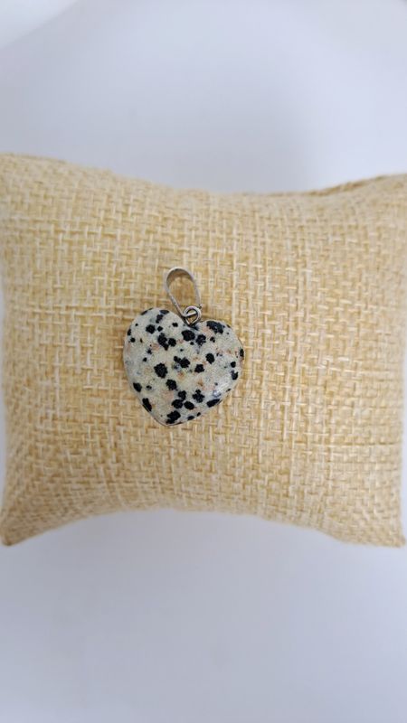 Pendentif Jaspe Dalmatien "Forme cœur" - Lâcher-prise