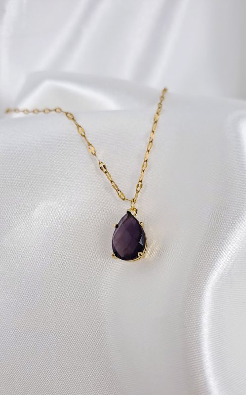 Collier et pendentif Améthyste - Acier inoxydable