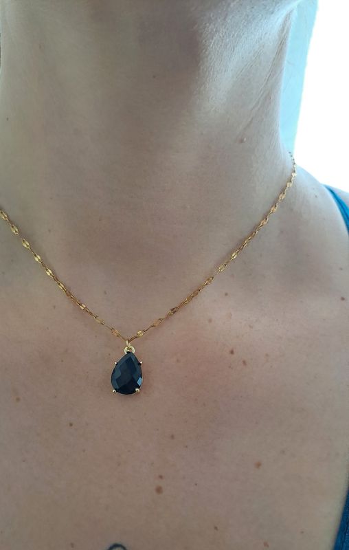 Collier et pendentif Obsidienne Noire - Acier inoxydable
