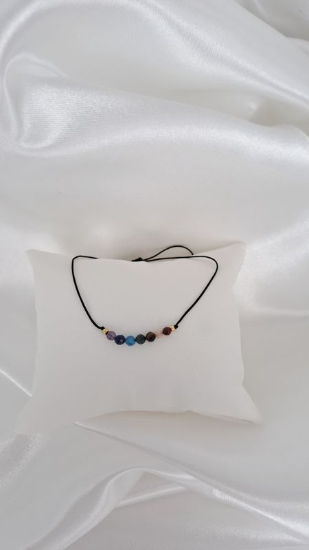 Bracelet cordon 7 Chakras facetté -Harmonie et Équilibre