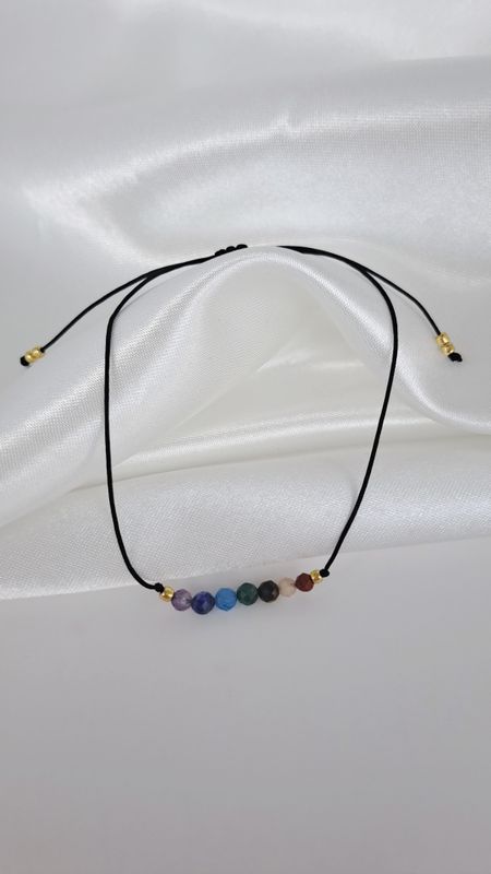 Bracelet cordon 7 Chakras facetté -Harmonie et Équilibre