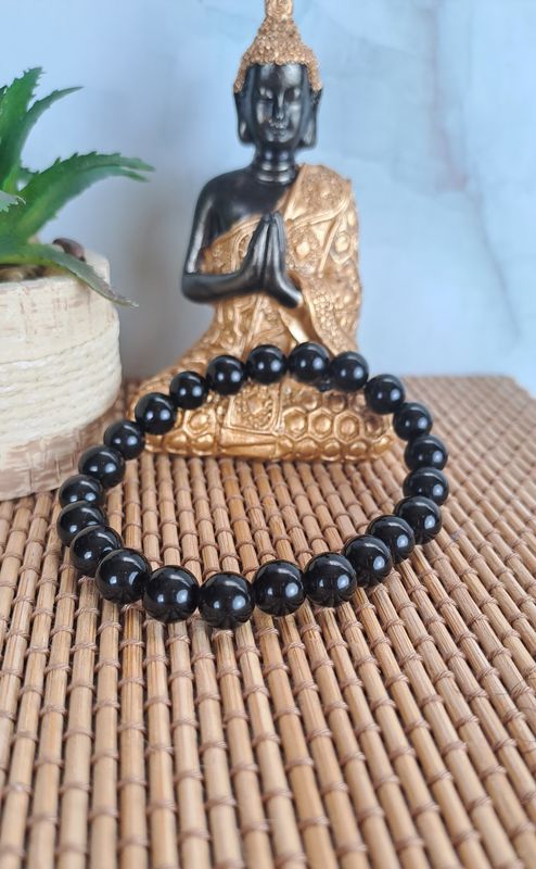 Bracelet Obsidienne noire 8-9mm - Protection, ancrage