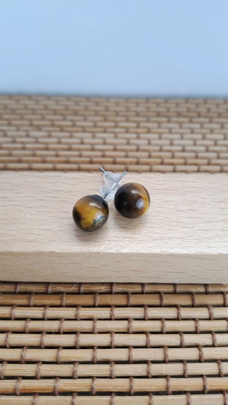 Boucles d'oreilles "Clou" Œil de tigre