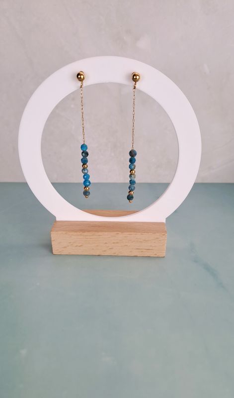 Boucles d'oreilles pendantes en Apatite - Acier inoxydable
