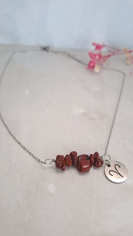 Collier astro Bélier Jaspe rouge - Ancrage et vitalité