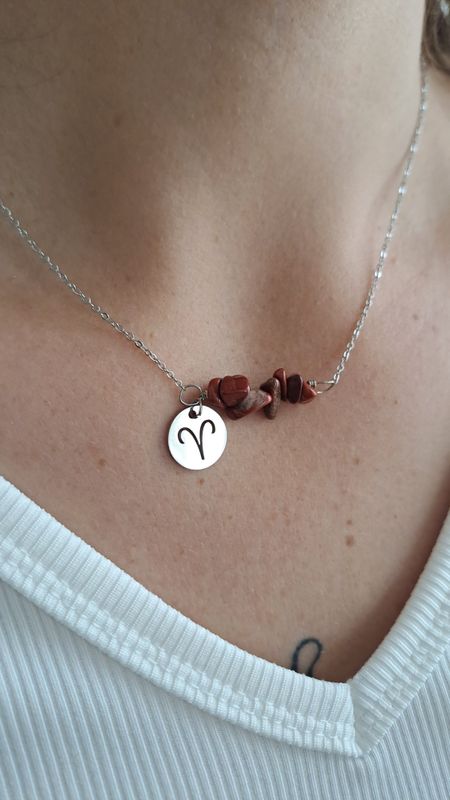 Collier astro Bélier Jaspe rouge - Ancrage et vitalité