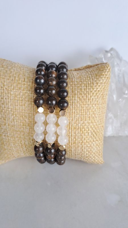 Bracelet Bronzite et Jade Blanc - Harmonie et Protection