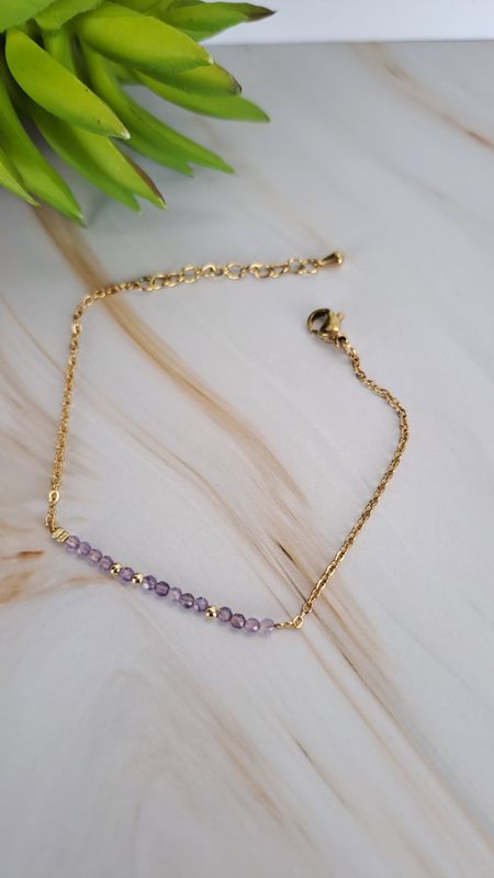 Bracelet Améthyste facetté - Acier inoxydable - Sérénité