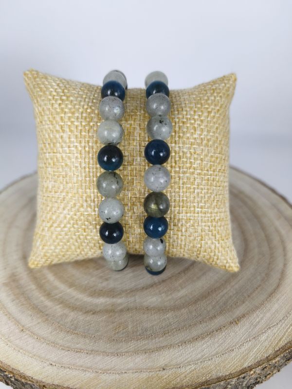 Bracelet Labradorite et Apatite - Protection et expression