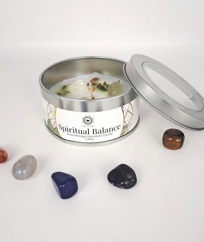 Bougie " Équilibre Spirituel" Cristal de roche et Jasmin