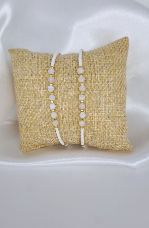 Bracelet cordon Pierre de lune "arc-en-ciel" - Intuition