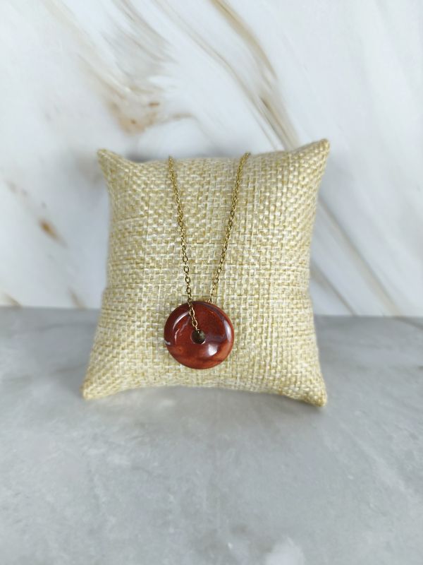 Collier et pendentif Jaspe Rouge "Donut" - Protection et énergie