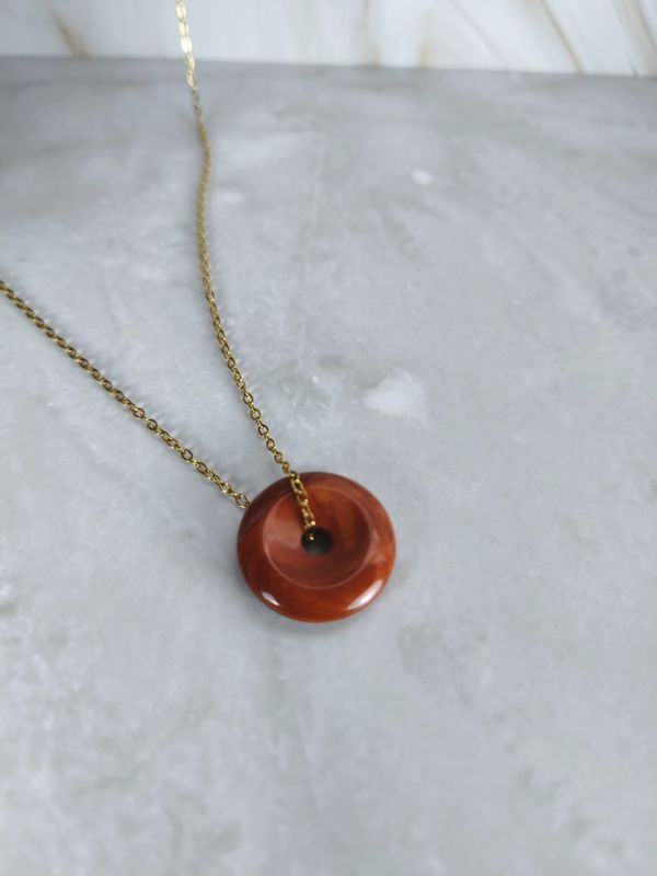 Collier et pendentif Jaspe Rouge "Donut" - Protection et énergie