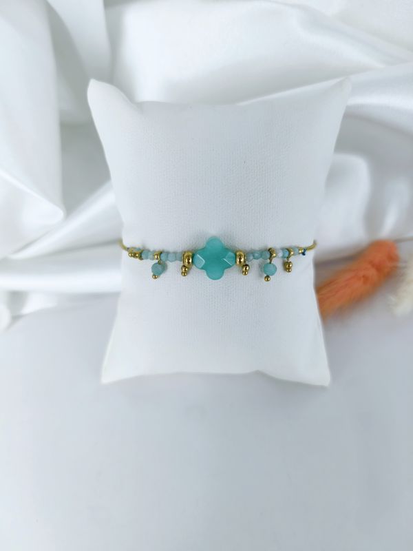 Bracelet Amazonite - Acier inoxydable doré