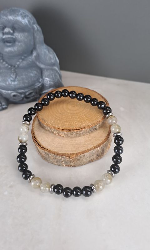 Bracelet Onyx et Labradorite - Protection, ancrage