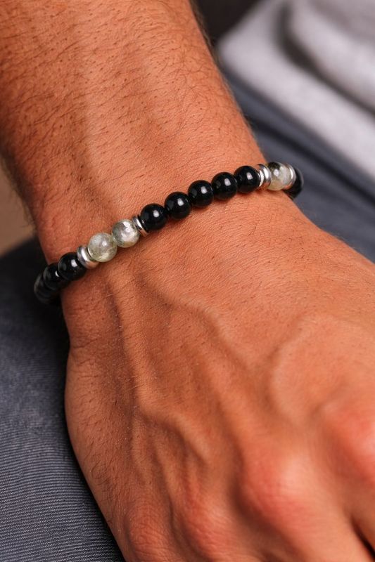 Bracelet Onyx et Labradorite - Protection, ancrage